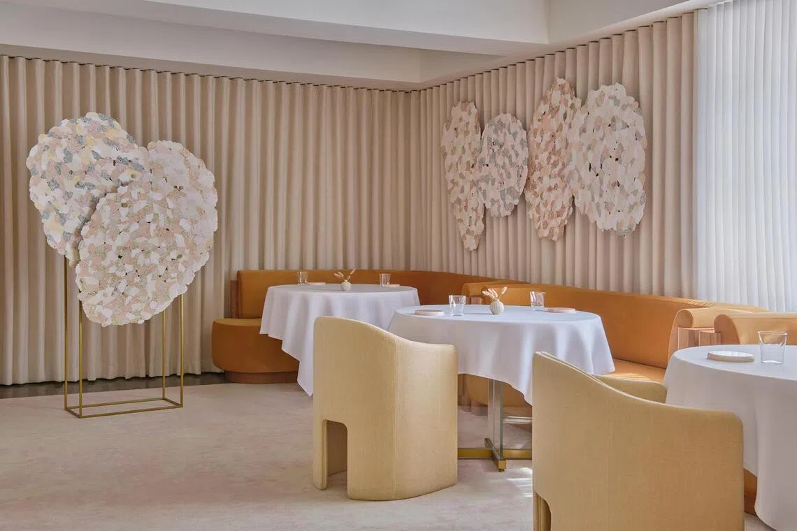 The newly renovated Odette at National Gallery Singapore features warm neutrals.