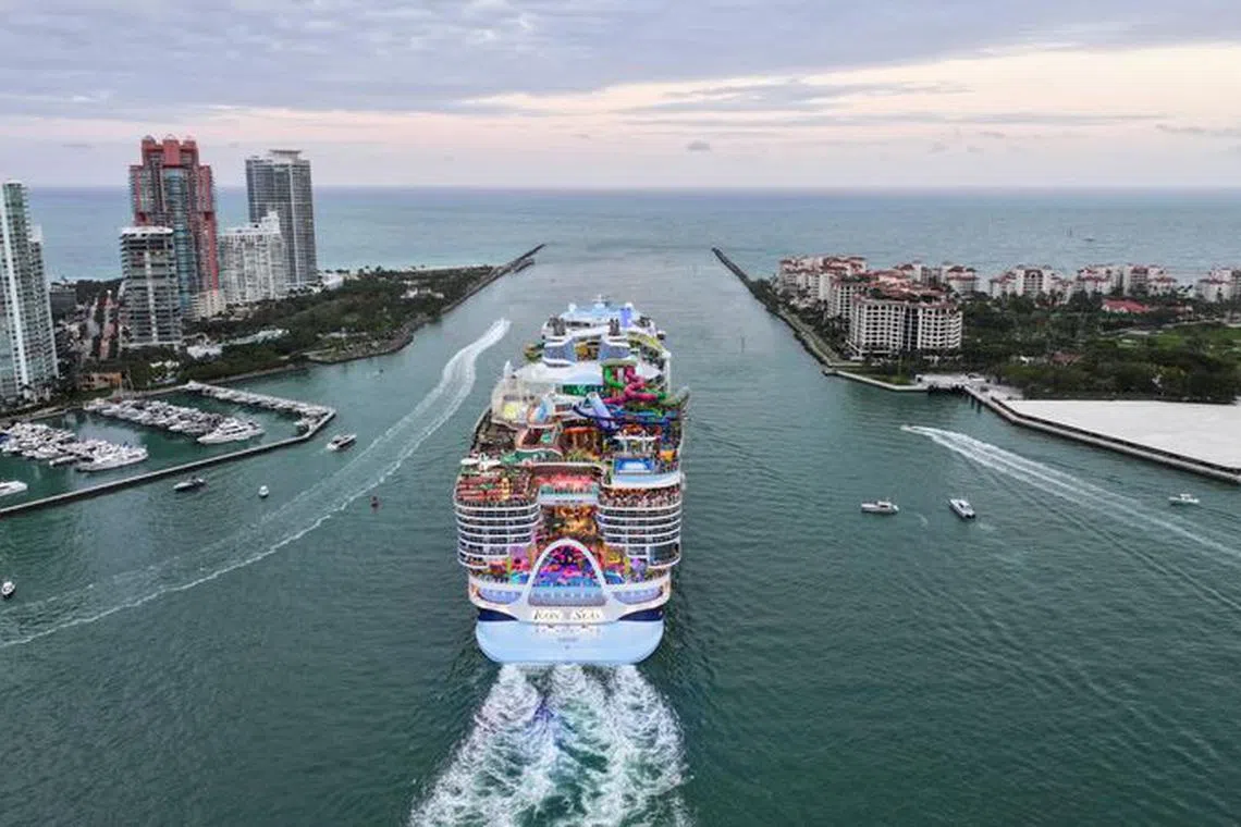 Royal Caribbean's Icon of the Seas, the largest cruise ship in the world, sets sail for its inaugural voyage with passengers in Miami, Florida, U.S. January 27, 2024. REUTERS/Maria Alejandra Cardona