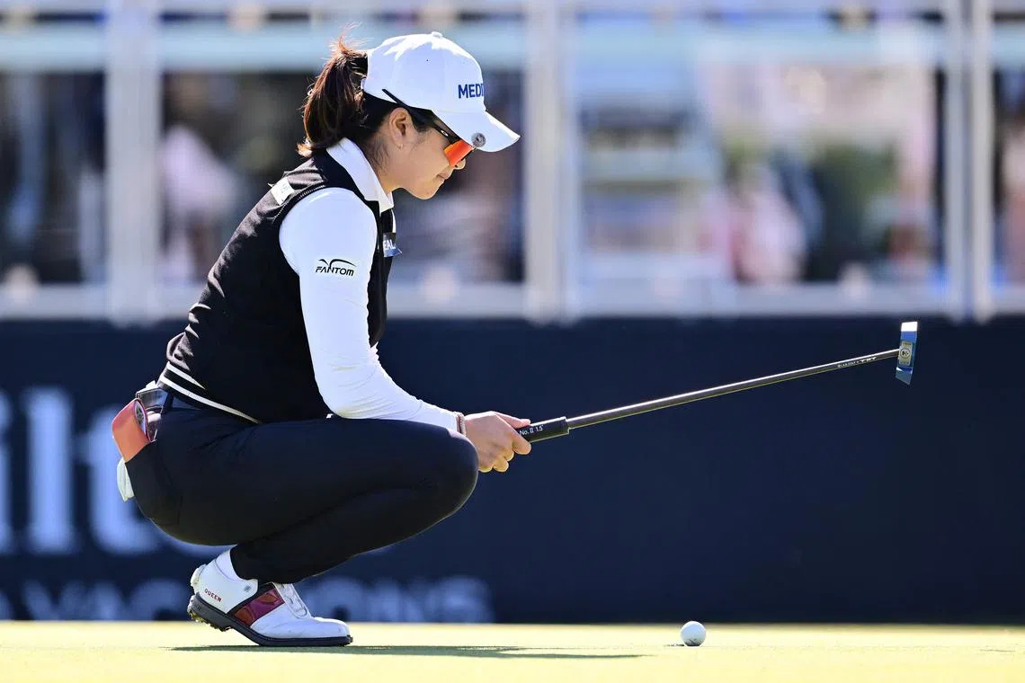 ORLANDO, FLORIDA - JANUARY 30: A Lim Kim of South Korea on the ninth green during the first round of the Hilton Grand Vacations Tournament of Champions 2025 at Lake Nona Golf & Country Club on January 30, 2025 in Orlando, Florida.   Julio Aguilar/Getty Images/AFP (Photo by Julio Aguilar / GETTY IMAGES NORTH AMERICA / Getty Images via AFP)