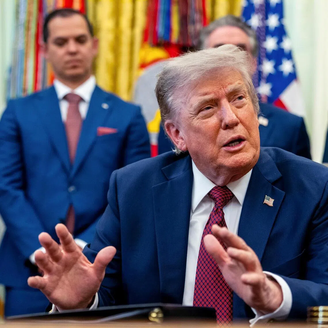 President Donald Trump during a news conference in the Oval Office of the White House, in Washington, July 24, 2026. Five months after launching an offensive against Iran, Trump’s goals remain almost entirely unaccomplished and in recent weeks his presidency has been gradually consumed by a war he cannot find his way out of. (Alex Kent/The New York Times)