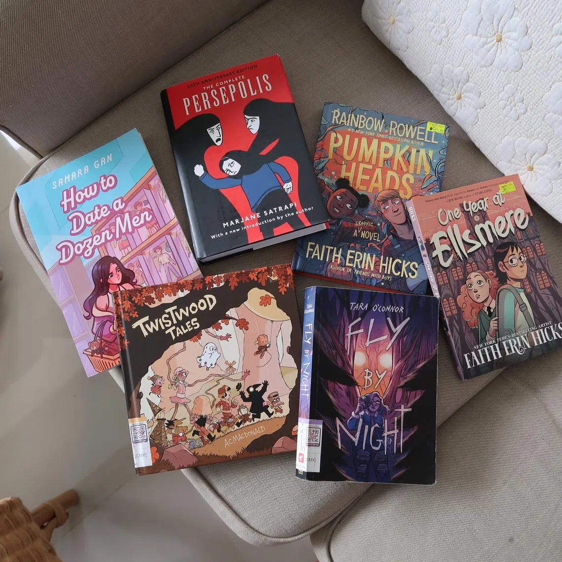 A collection of graphic novels the writer owns (top row) and borrowed (bottom row) from the Punggol Regional Library that serve as soothing reads.