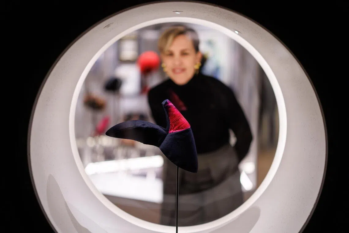 The Shoe Hat created in 1937 by designer Schiaparelli in collaboration with Spanish artist Salvador Dali. 