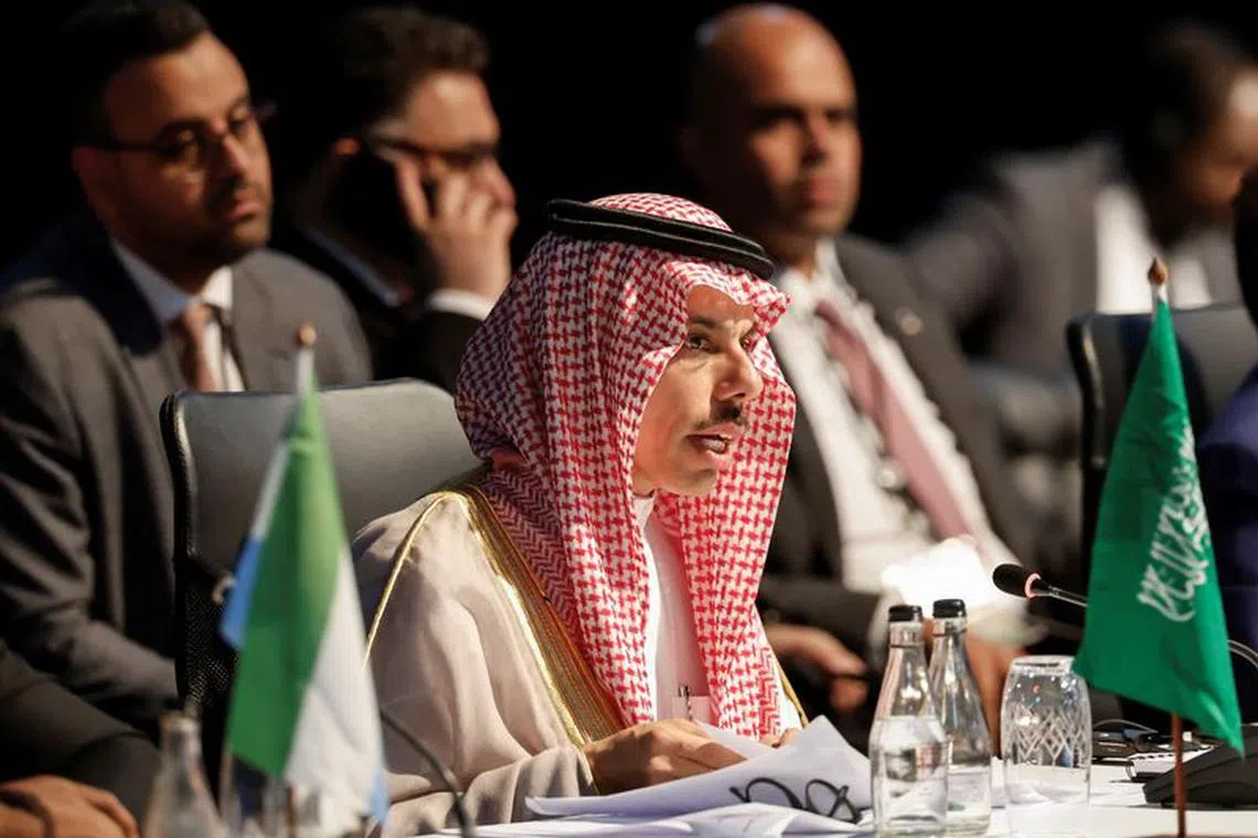 Saudi Arabia's Foreign Minister Faisal bin Farhan Al Saud attends a meeting during the 2023 BRICS Summit at the Sandton Convention Centre in Johannesburg, South Africa August 24, 2023. Marco Longari/Pool via REUTERS