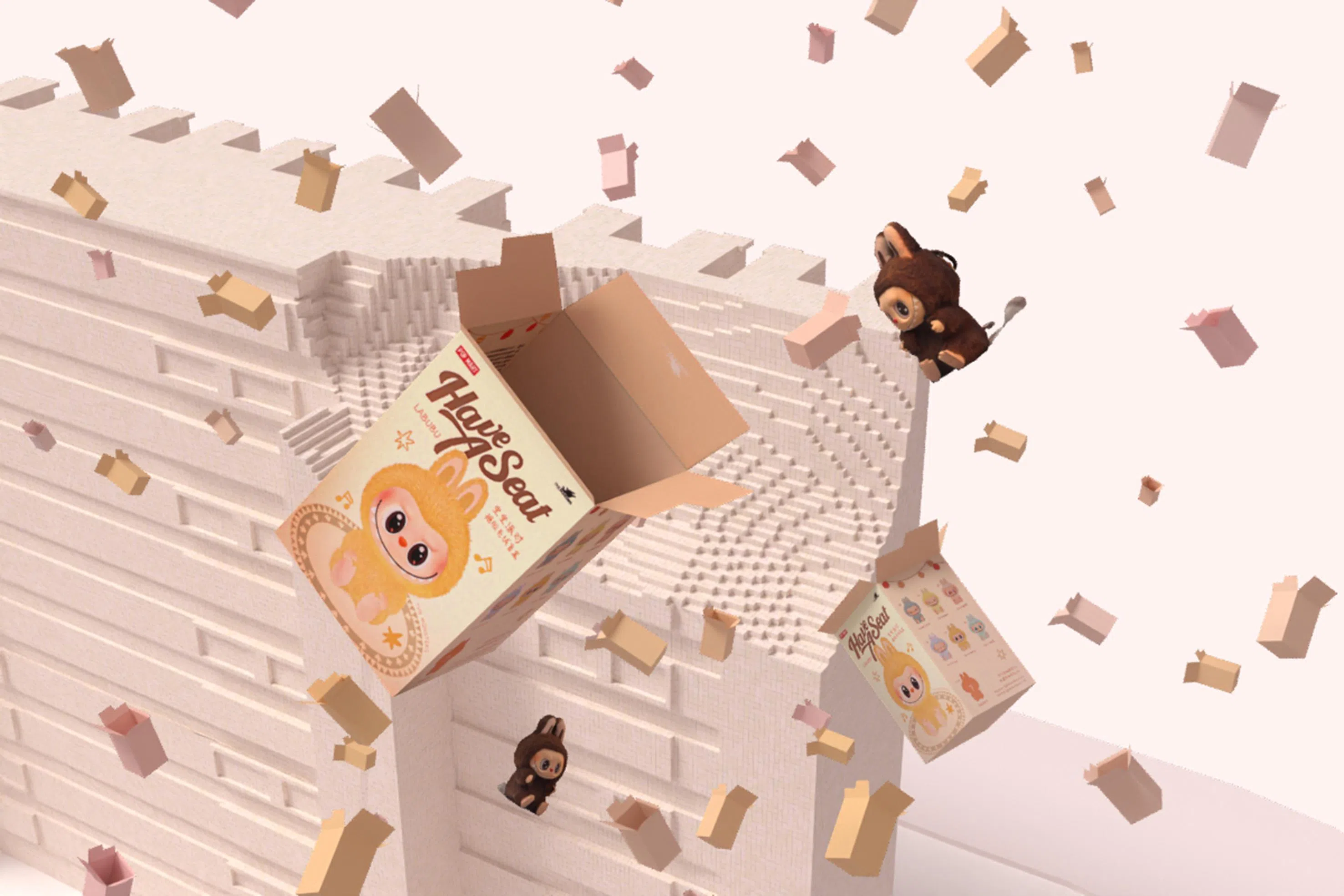 The Thrill Lasts Seconds, The Trash Lasts Forever – features a virtual blind-box simulator where you attempt to get all seven Labubus in the Have A Seat collection.
