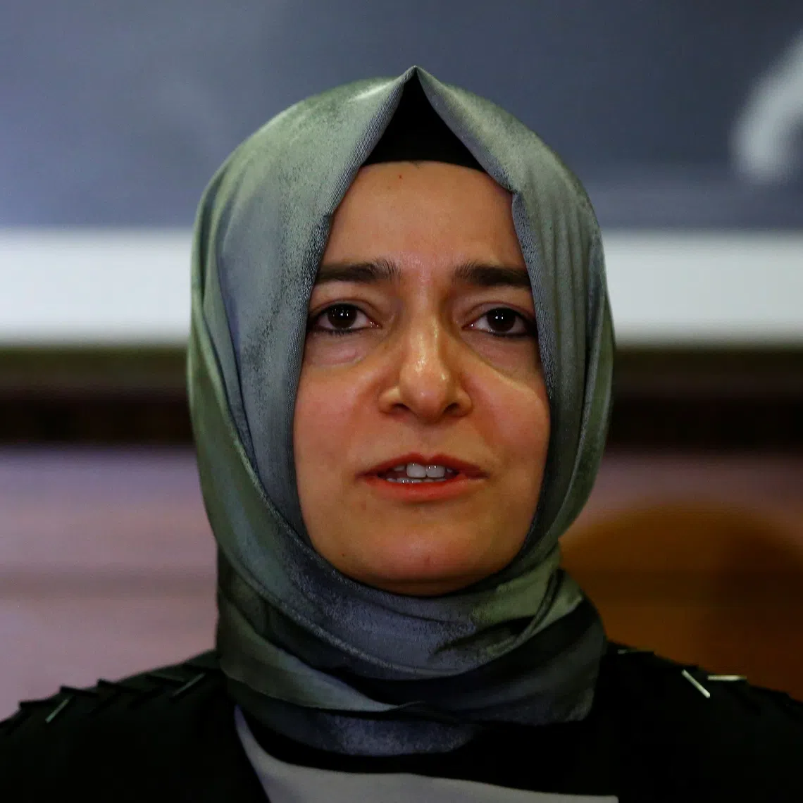 Turkey's Family and Social Affairs Minister Fatma Betul Sayan Kaya speaks during a news conference at Ataturk International airport in Istanbul, Turkey, March 12, 2017. REUTERS/Osman Orsal