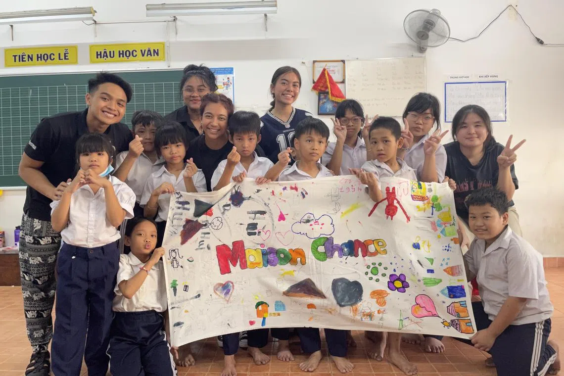 Students of Republic Polytechnic on a service-learning trip to Maison Chance, a non-governmental organisation in Ho Chi Minh City. 