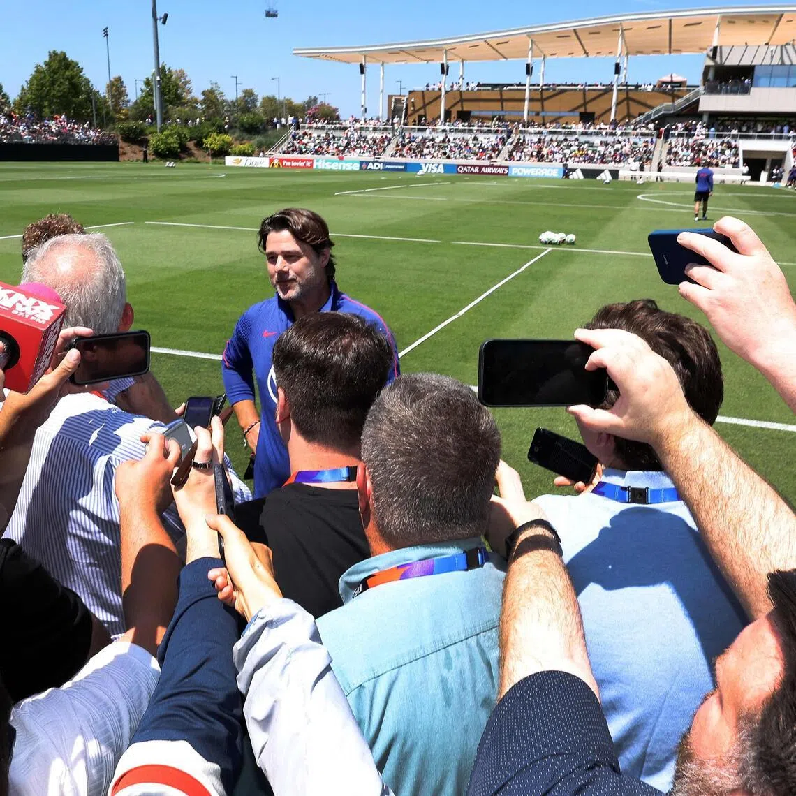Head coach Mauricio Pochettino of the United States speaks to the media during an open practice.