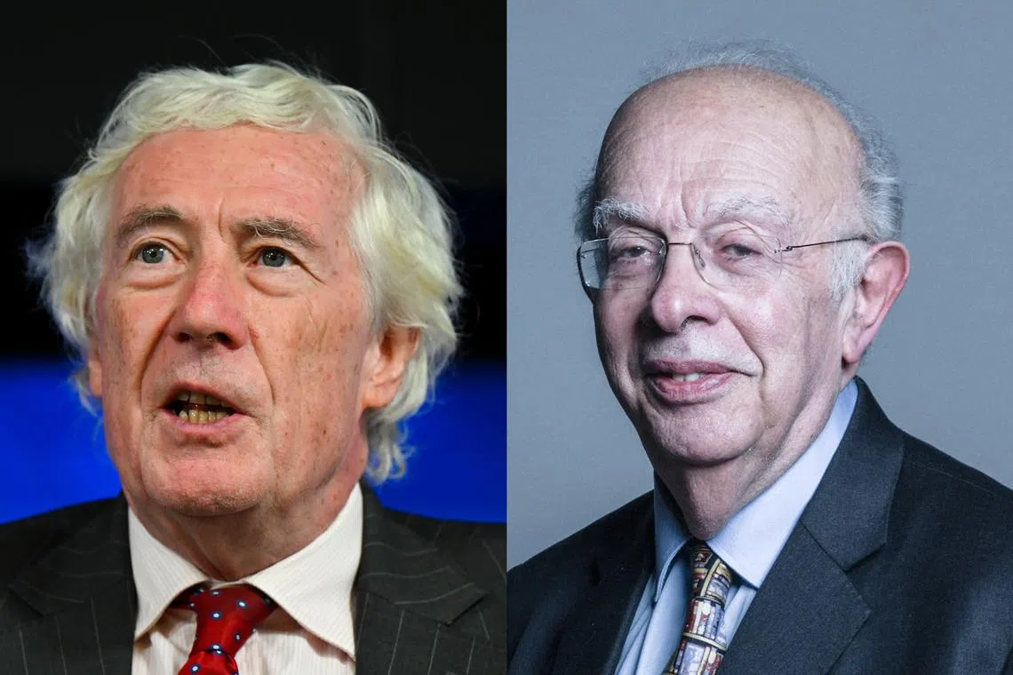 British judges Jonathan Sumption (left) and  Lawrence Collins 