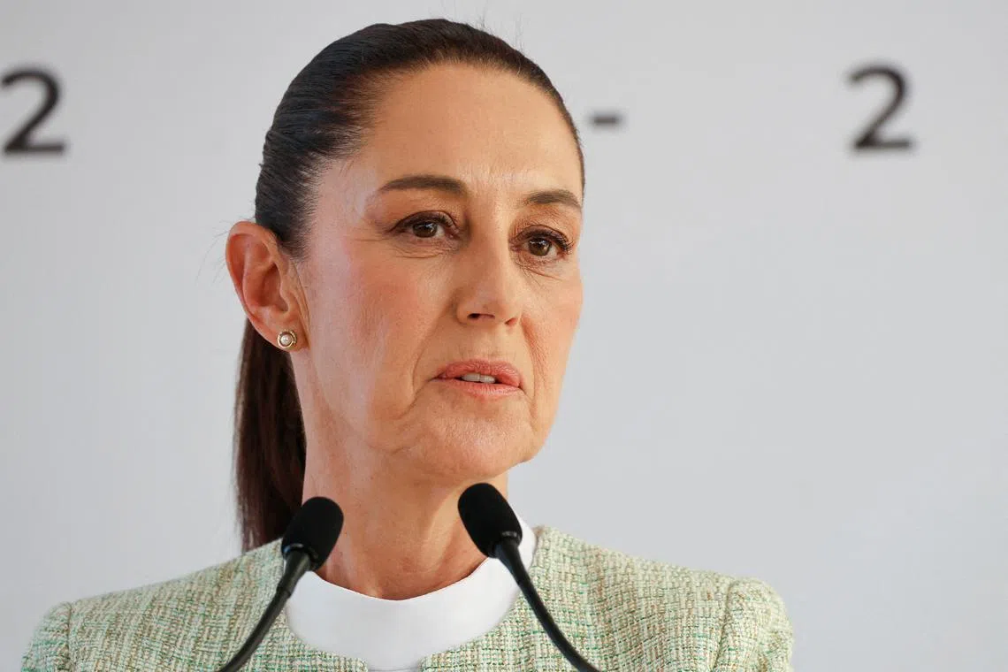 FILE PHOTO: Mexico's President-elect Claudia Sheinbaum speaks as she presents Victor Rodriguez as Chief Executive of state-run oil producer Petroleos Mexicanos PEMEX, during a press conference in Mexico City, Mexico August 26, 2024. REUTERS/Raquel Cunha/File Photo