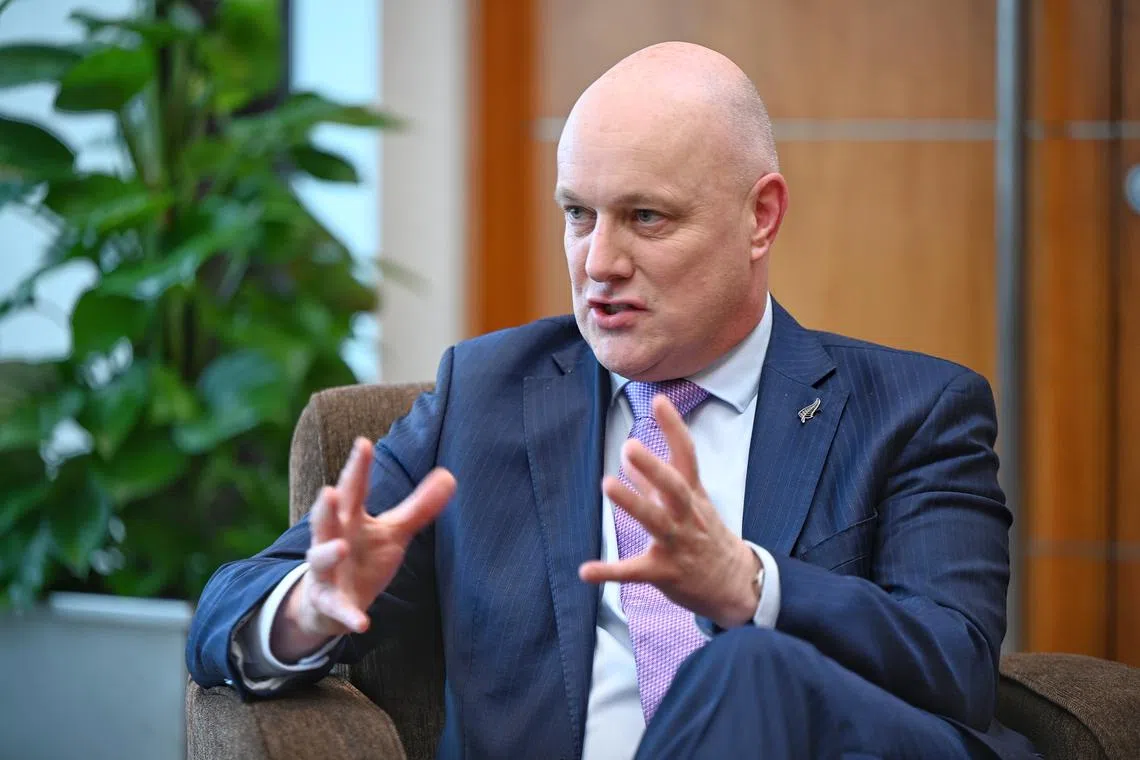 New Zealand’s Prime Minister Christopher Luxon in an interview with The Straits Times, at the end of his two-day trip to Singapore on April 16.