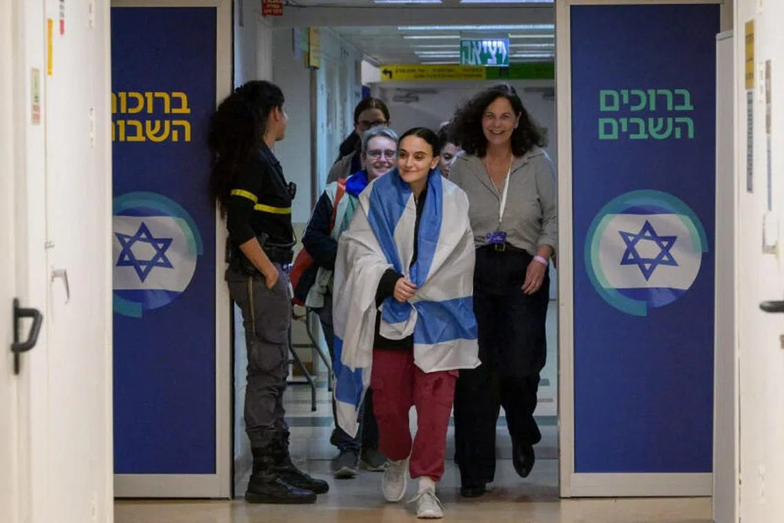 Released British-Israeli hostage Emily Damari arrives at Sheba Medical Center in Ramat Gan, Israel, after being held in Gaza since the deadly October 7 2023 attack by Hamas, in thisÊhandoutÊimage obtained by Reuters on January 19, 2025. Maayan Toaf/GPO/Handout via REUTERS THIS IMAGE HAS BEEN SUPPLIED BY A THIRD PARTY
