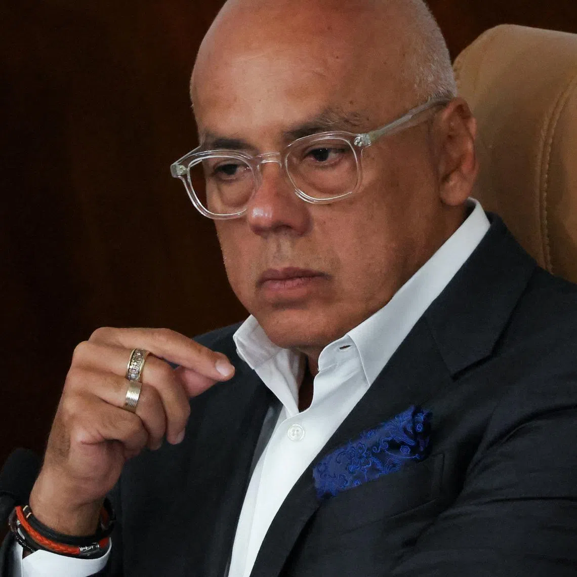 Venezuela's National Assembly President Jorge Rodriguez attends an ordinary session to discuss the Amnesty law at the National Assembly, in Caracas, Venezuela, February 5, 2026. REUTERS/Leonardo Fernandez Viloria