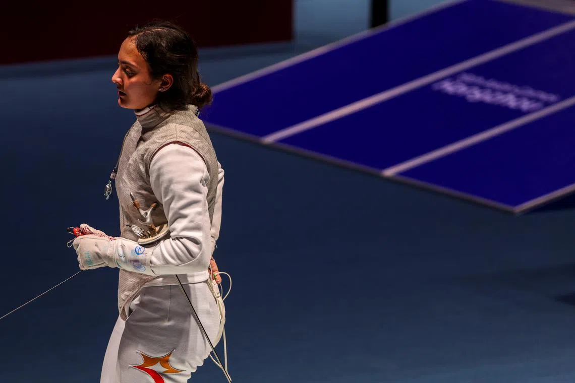 Singapore's Amita Berthier falls at the quarter-final stage, losing 15-11 to South Korean Hong Sena.
