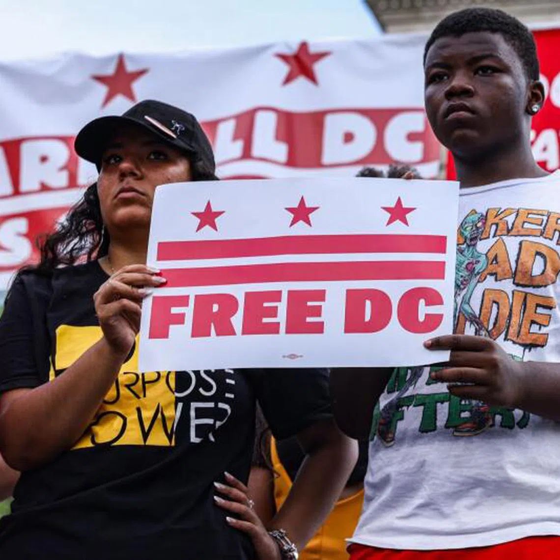 Demonstrators during a protest in Washington on Sept 6, 2025.