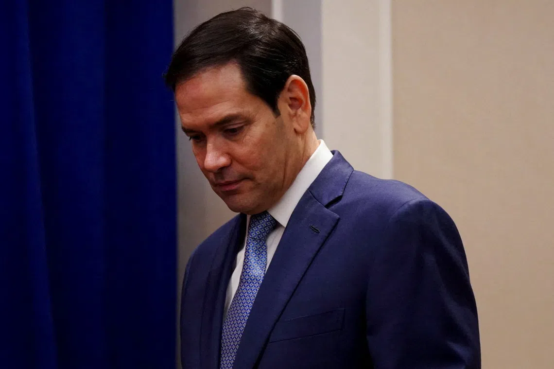 U.S. Secretary of State Marco Rubio looks on ahead of a meeting at the Lotte New York Palace Hotel on the sidelines of the 80th United Nations General Assembly in New York City, U.S., September 22, 2025. REUTERS/Bing Guan/Pool
