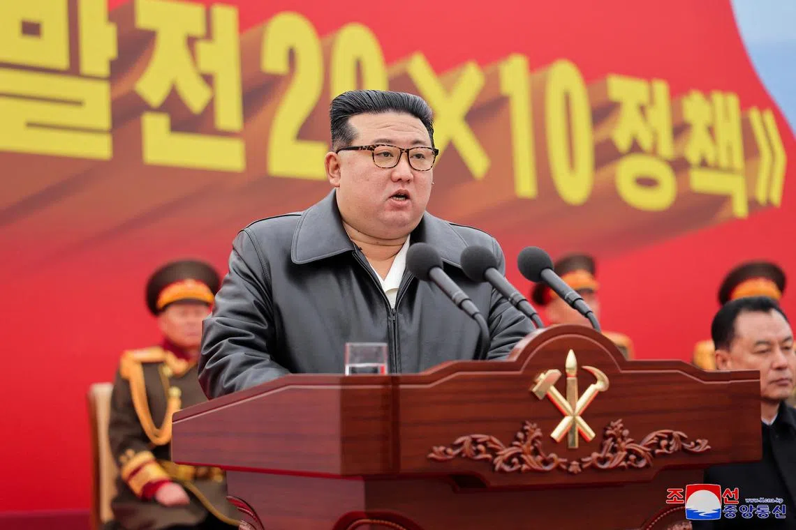 North Korean leader Kim Jong Un attends the groundbreaking ceremony for the construction of a factory in Seongcheon-gun, North Korea, February 28, 2024.    KCNA via REUTERS