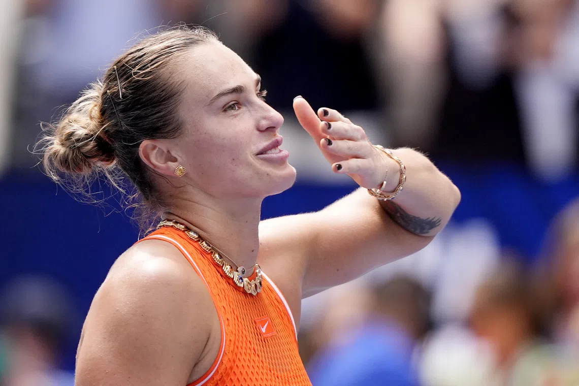 Tennis - U.S. Open - Flushing Meadows, New York, United States - September 4, 2026 Belarus' Aryna Sabalenka celebrates winning her third round match against Uzbekistan's Kamilla Rakhimova REUTERS/Eduardo Munoz