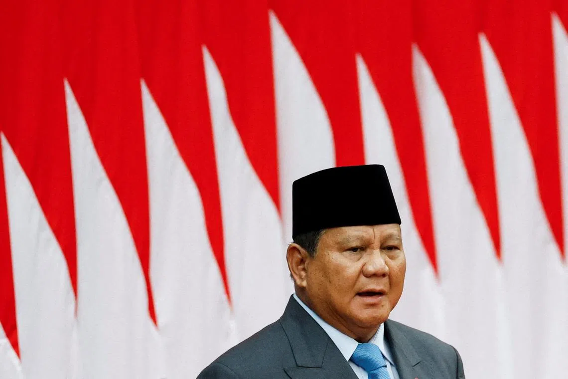 FILE PHOTO: Indonesian President Prabowo Subianto looks on before he delivers his annual State of the Nation Address, ahead of the country's Independence Day, in Jakarta, Indonesia, August 15, 2025. REUTERS/Ajeng Dinar Ulfiana/Pool/File Photo