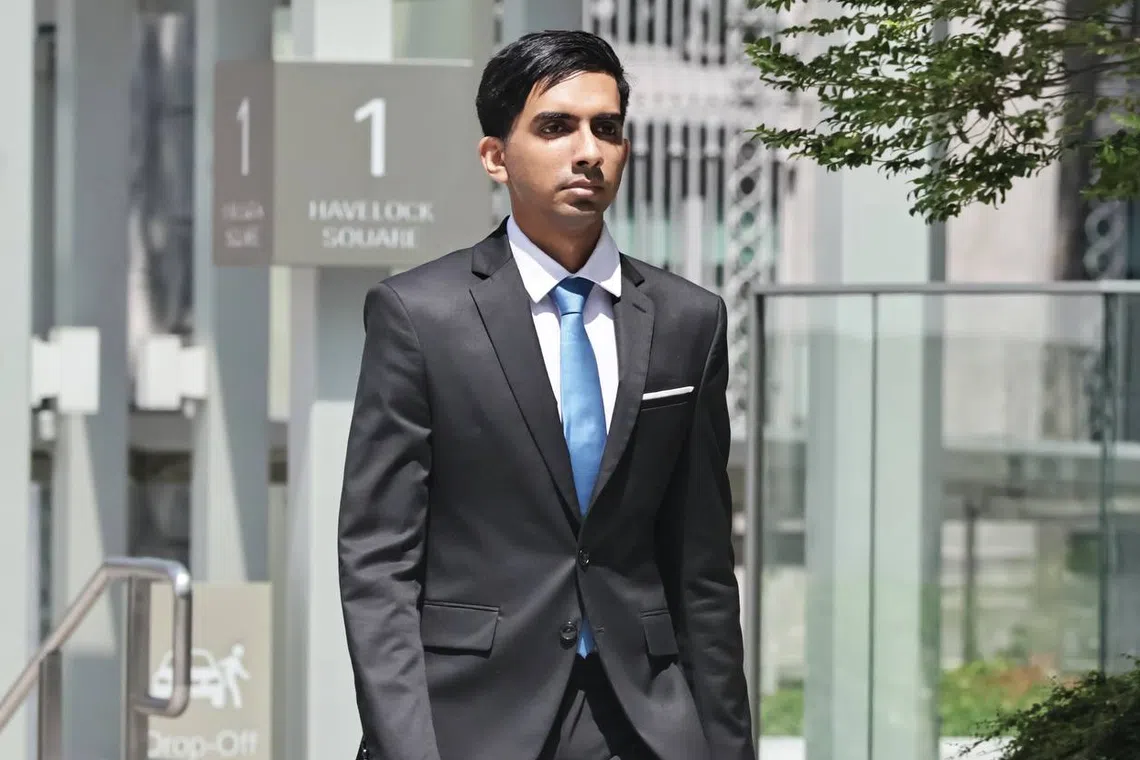 Former Workers' Party cadre Yudhishthra Nathan arriving at the State Courts on Oct 23.