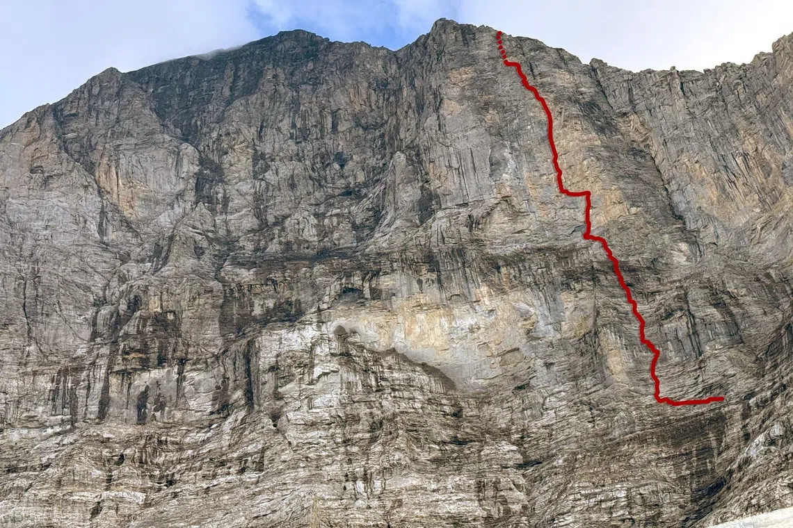 The Solar Eclipse route on the Eiger North Face, near Grindelwald, Switzerland, August 8, 2026. FAY MANNERS/Handout via REUTERS