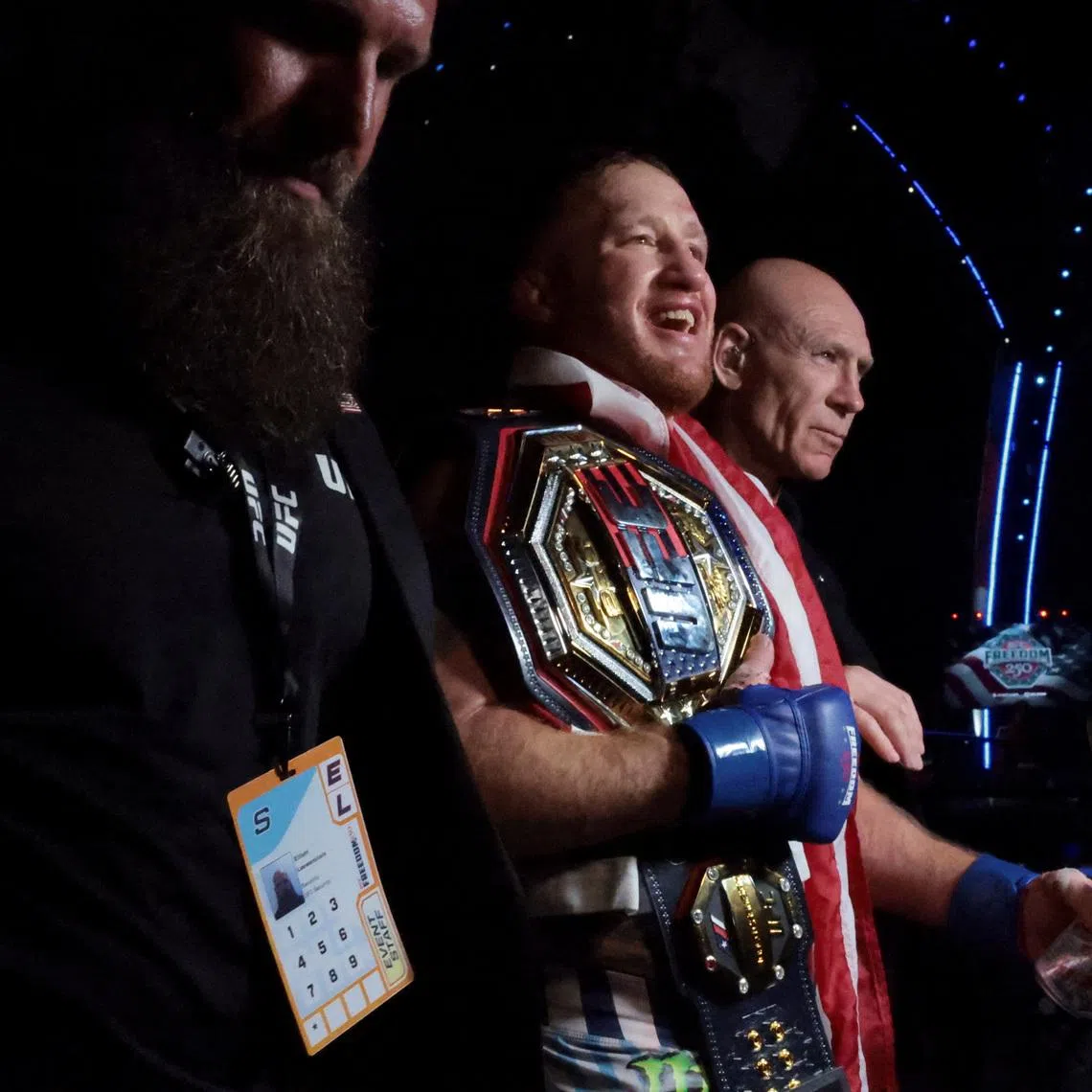 Justin Gaethje leaves after his win against Ilia Topuria in their lightweight championship bout at UFC Freedom 250 at the White House in Washington, D.C., U.S., June 15, 2026. REUTERS/Jonathan Ernst