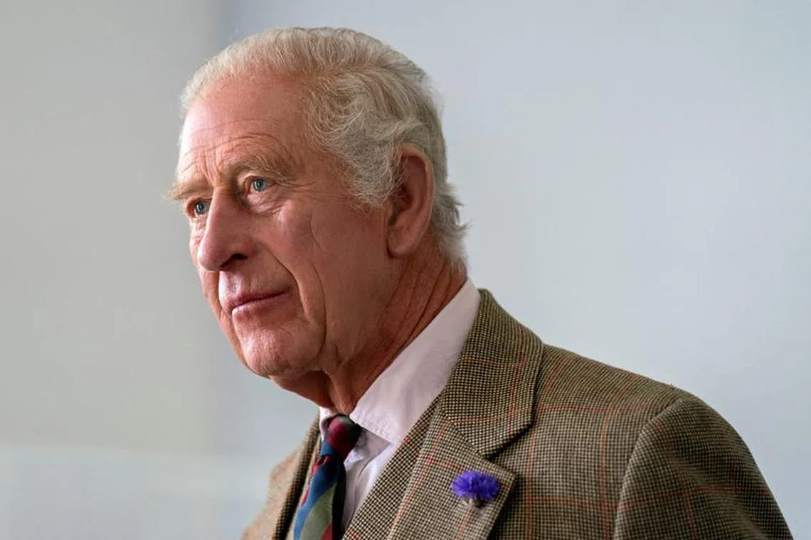 Britain's King Charles III looks on during his visit to the Global Underwater Hub, where he met staff and learnt about their educational outreach programmes in Westhill, Aberdeenshire, Scotland, Britain September 29, 2023. Jane Barlow/Pool via REUTERS/File Photo