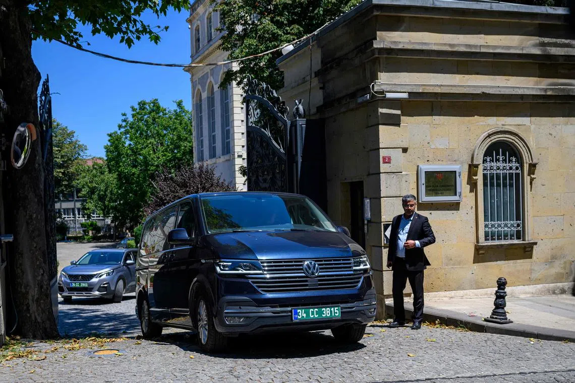 A European delegation leaving the Iranian Consulate in Istanbul, following nuclear talks on July 25.