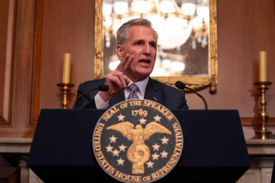 House Speaker Kevin McCarthy pitched the stopgap measure, which will keep federal funding going for 45 days.