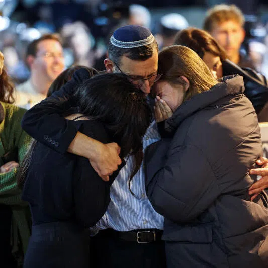 Family members react during the funeral of Israeli soldier Daniel Shimon Perez, who was killed during the Oct 7, 2023 attack and whose body was kidnapped and later returned to Israel, in Jerusalem, on Oct 15.