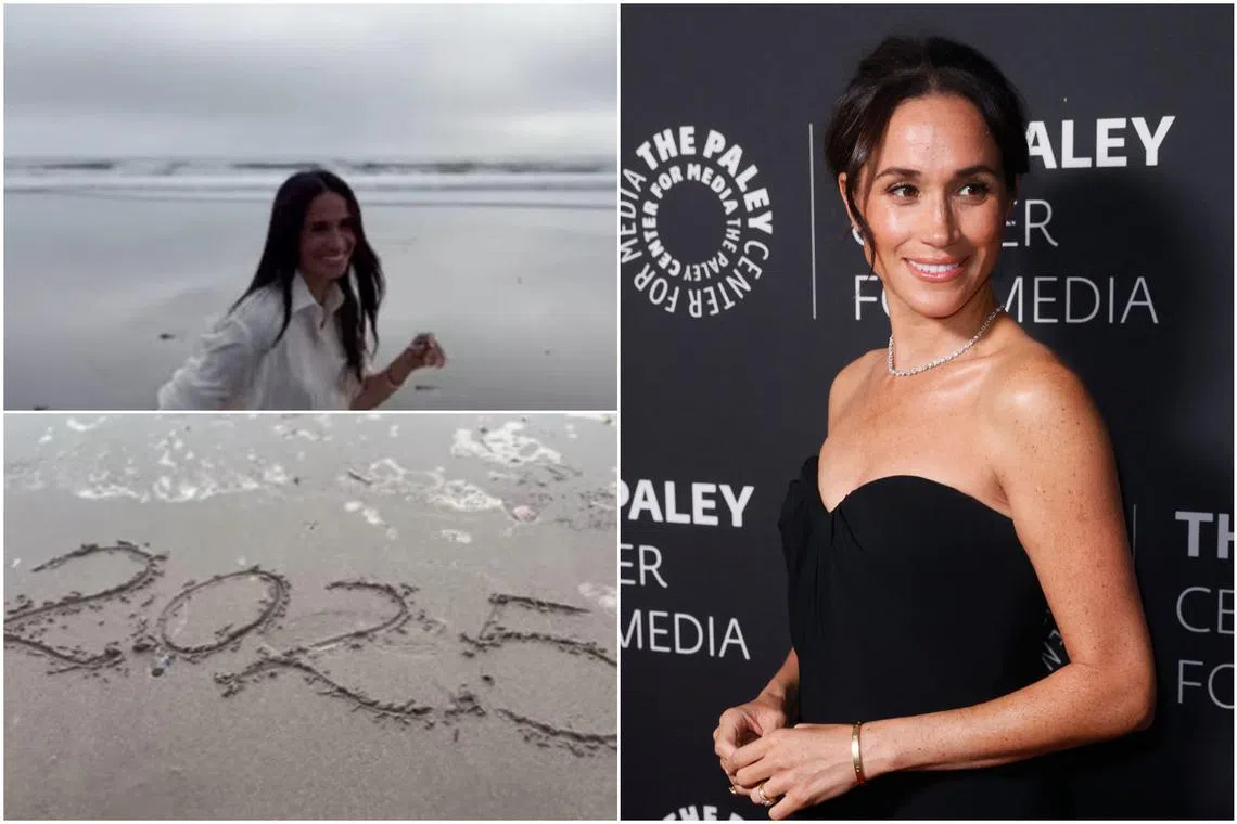 Meghan Markle posted a video of herself running on the beach and writing 2025 in the sand.