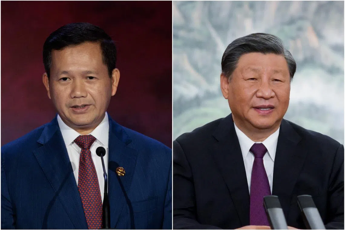 Cambodian Prime Minister Hun Manet (left) will visit China this week and meet with President Xi Jinping.