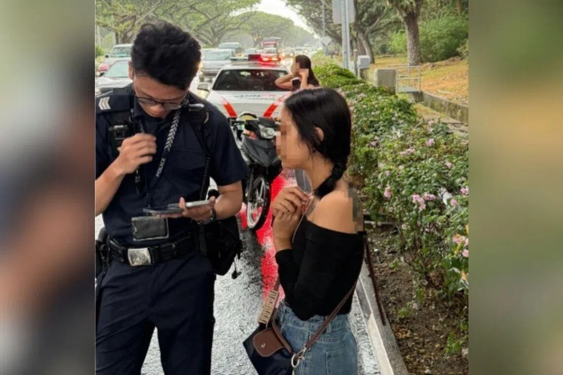 Traffic police officers stopped the 16-year-old female motorcyclist on the ECP during a routine patrol on Feb 5.