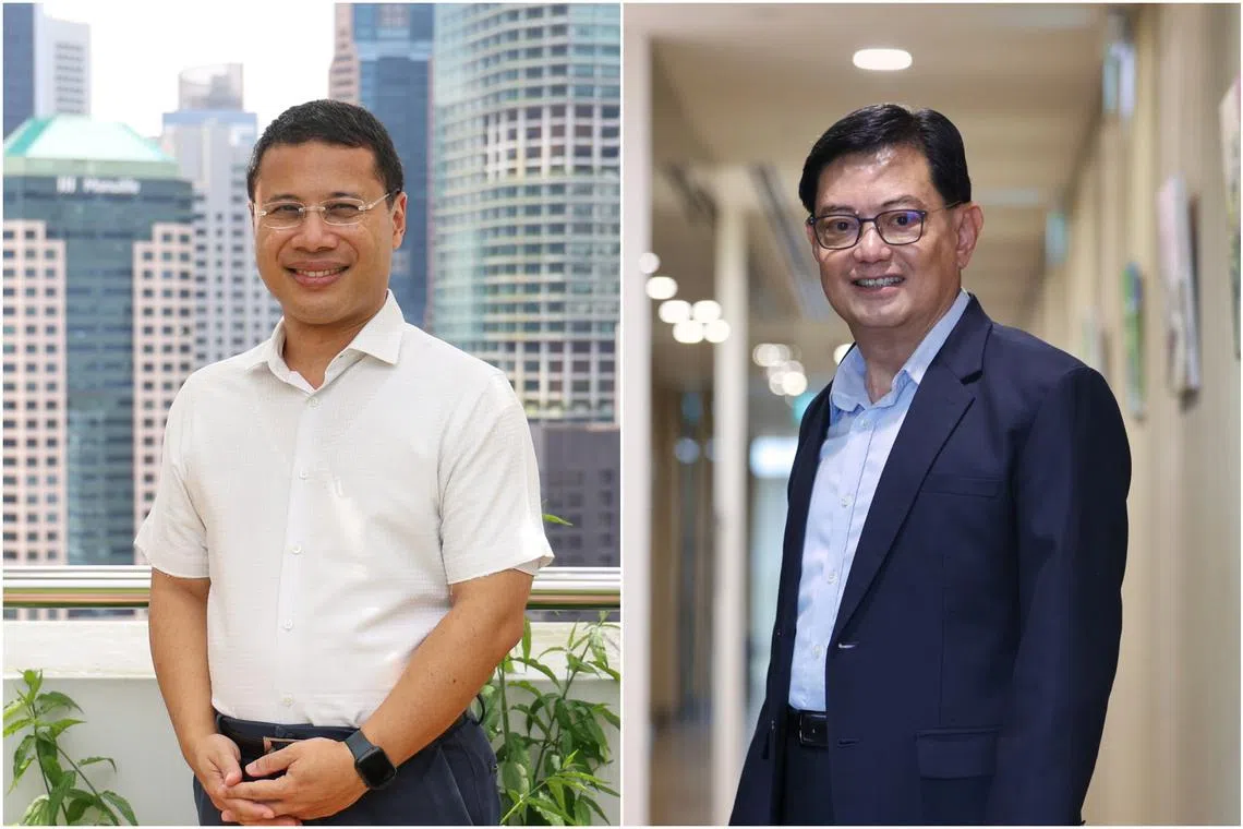 Education Minister Desmond Lee (left) replaces former Deputy Prime Minister Heng Swee Keat, who has retired from politics.