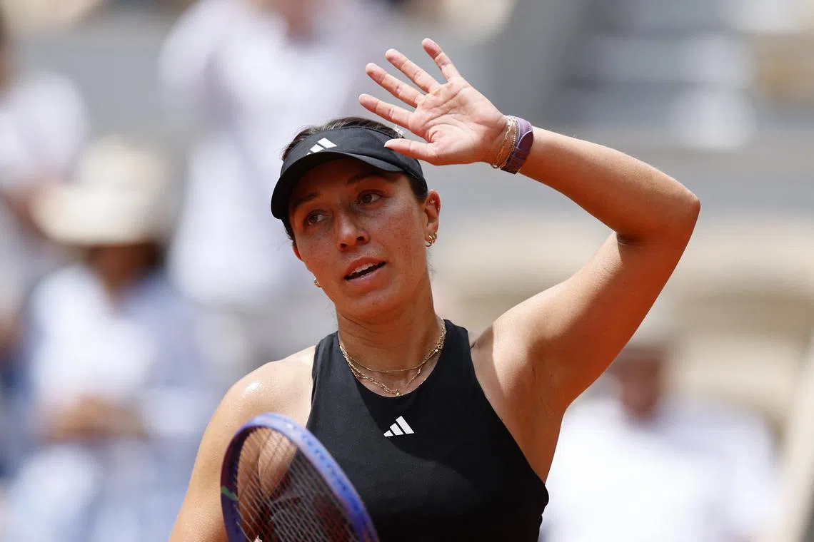 Tennis - French Open - Roland Garros, Paris, France - May 29, 2025 Jessica Pegula of the U.S. celebrates winning her second round match against Ann Li of the U.S. REUTERS/Stephanie Lecocq