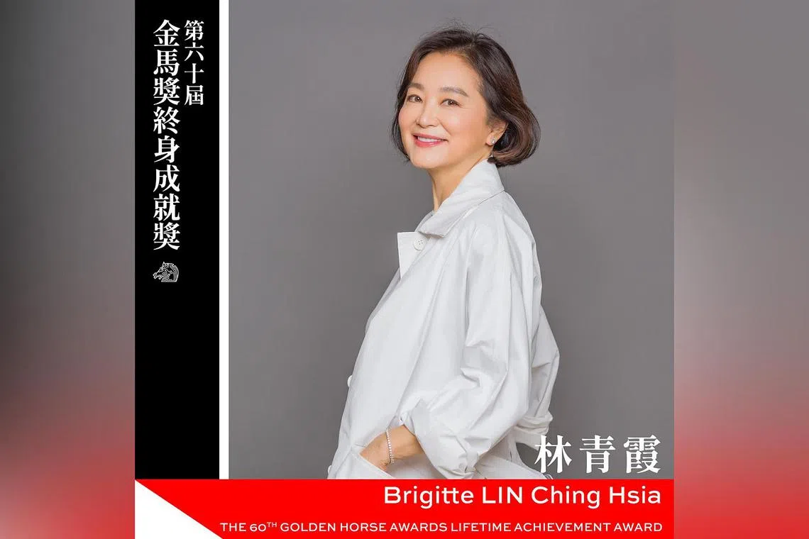 Brigitte Lin Ching-hsia will be honoured with the Lifetime Achievement Award by the Golden Horse Awards this year.