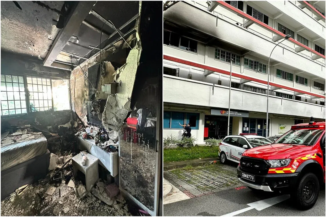 The SCDF said that it was alerted to a fire at a second-storey Housing Board flat at Block 147 Tampines Avenue 5 at 8.10am.