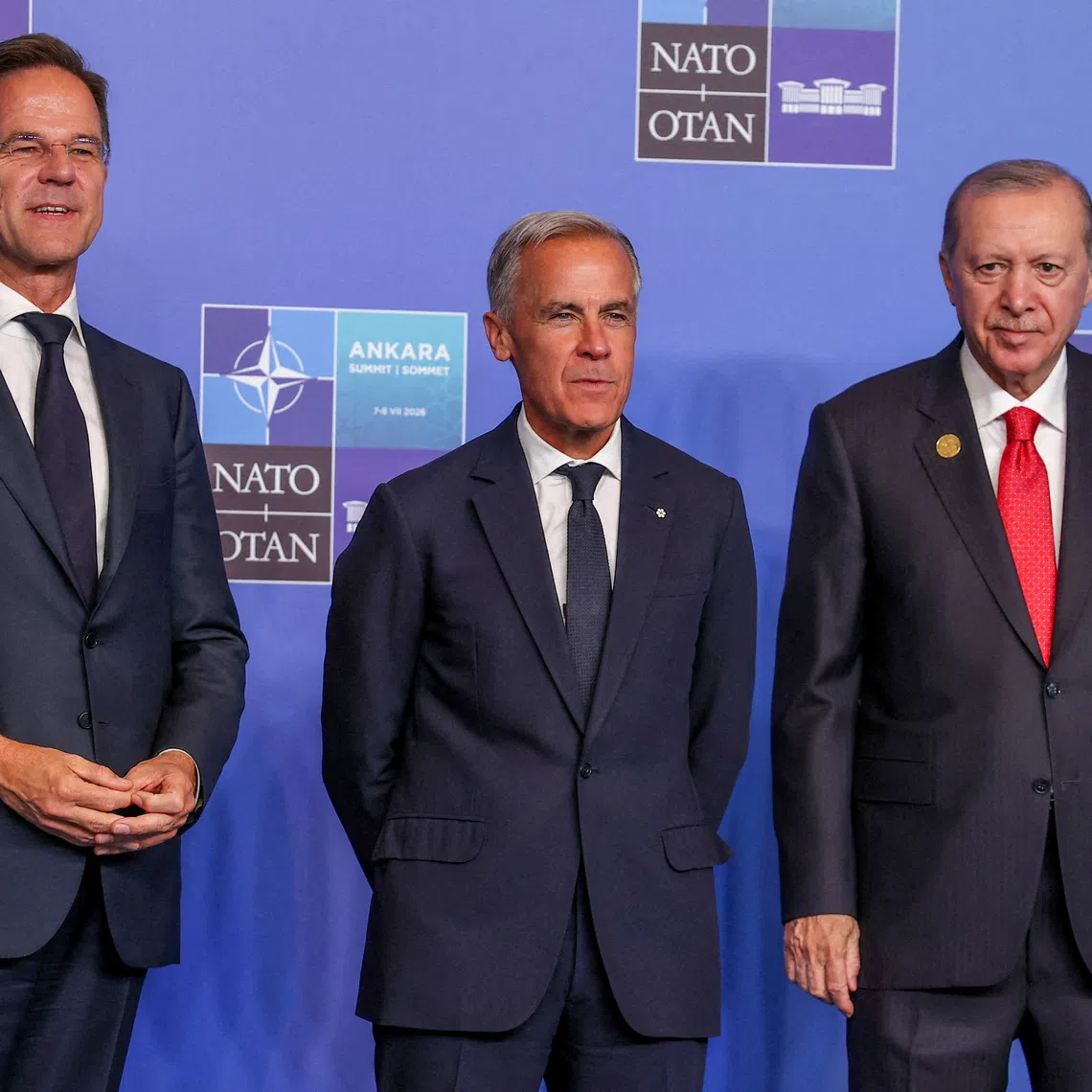 FILE PHOTO: NATO Secretary-General Mark Rutte, Canada's Prime Minister Mark Carney and Turkey's President Tayyip Erdogan attend a NATO leaders' summit in Ankara, Turkey, July 8, 2026. REUTERS/Umit Bektas/File Photo