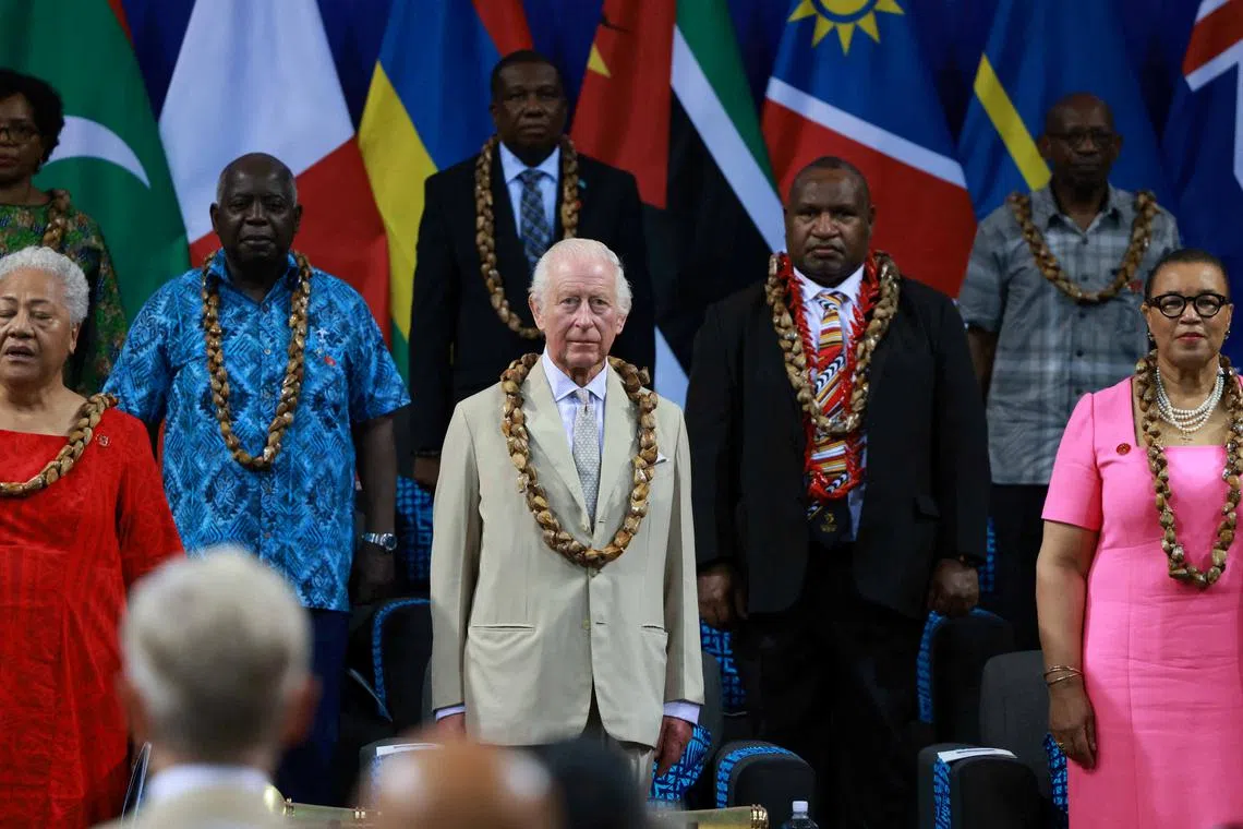 King Charles III attends the opening ceremony of the CHOGM in Apia, Samoa, October 25, 2024. Ian Vogler/Pool via REUTERS