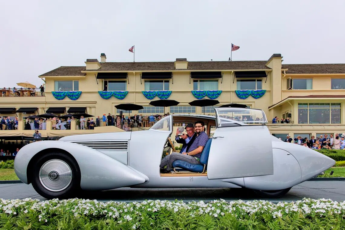A 1938 Hispano-Suiza H6B Dubonnet Xenia at Concours d’Elegance, an annual assemblage of the world’s most beautiful motorcars, at Pebble Beach, California.