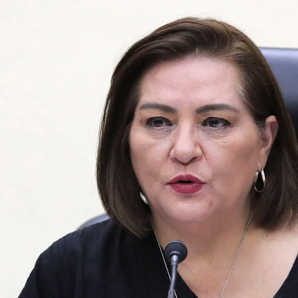 FILE PHOTO: The head of the National Electoral Institute (INE) Guadalupe Taddei speaks during the general council session of the INE, in Mexico City, Mexico April 10, 2023. REUTERS/Henry Romero/File Photo