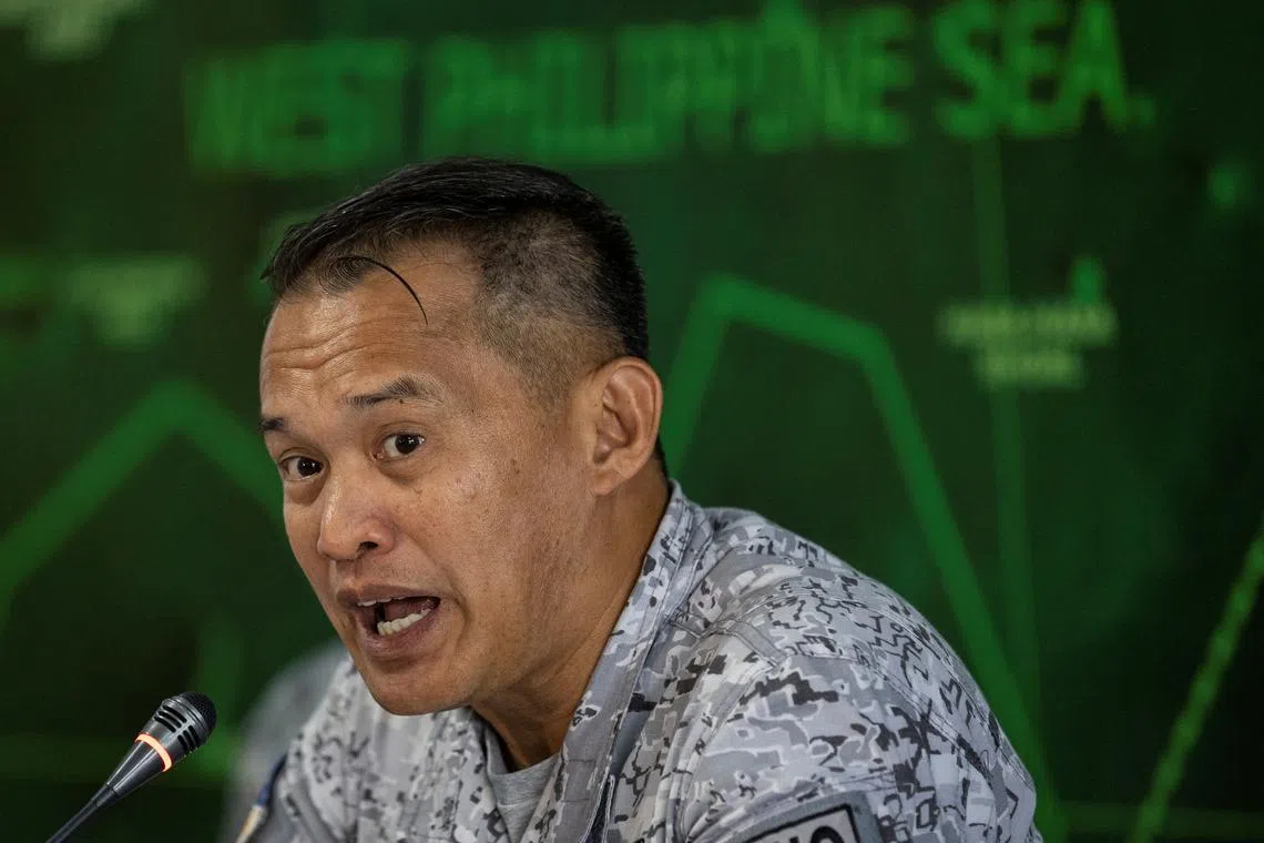 Vice Admiral Alberto Carlos, chief of Philippine military's Western Command, speaks to the media during a press briefing at Western Command in Puerto Princesa, Palawan, Philippines, August 10, 2023. REUTERS/Eloisa/ File Photo