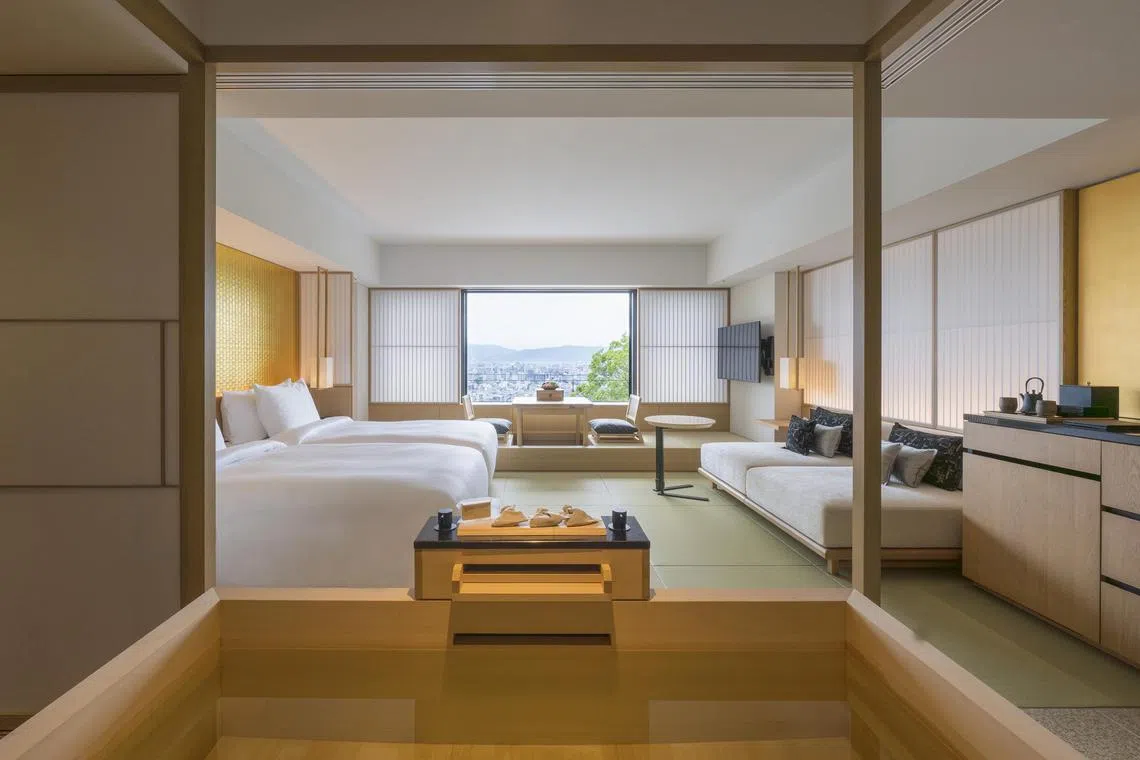 The Serenity Twin Room at Banyan Tree Higashiyama Kyoto, the Banyan Group’s first Banyan Tree property in Japan.
