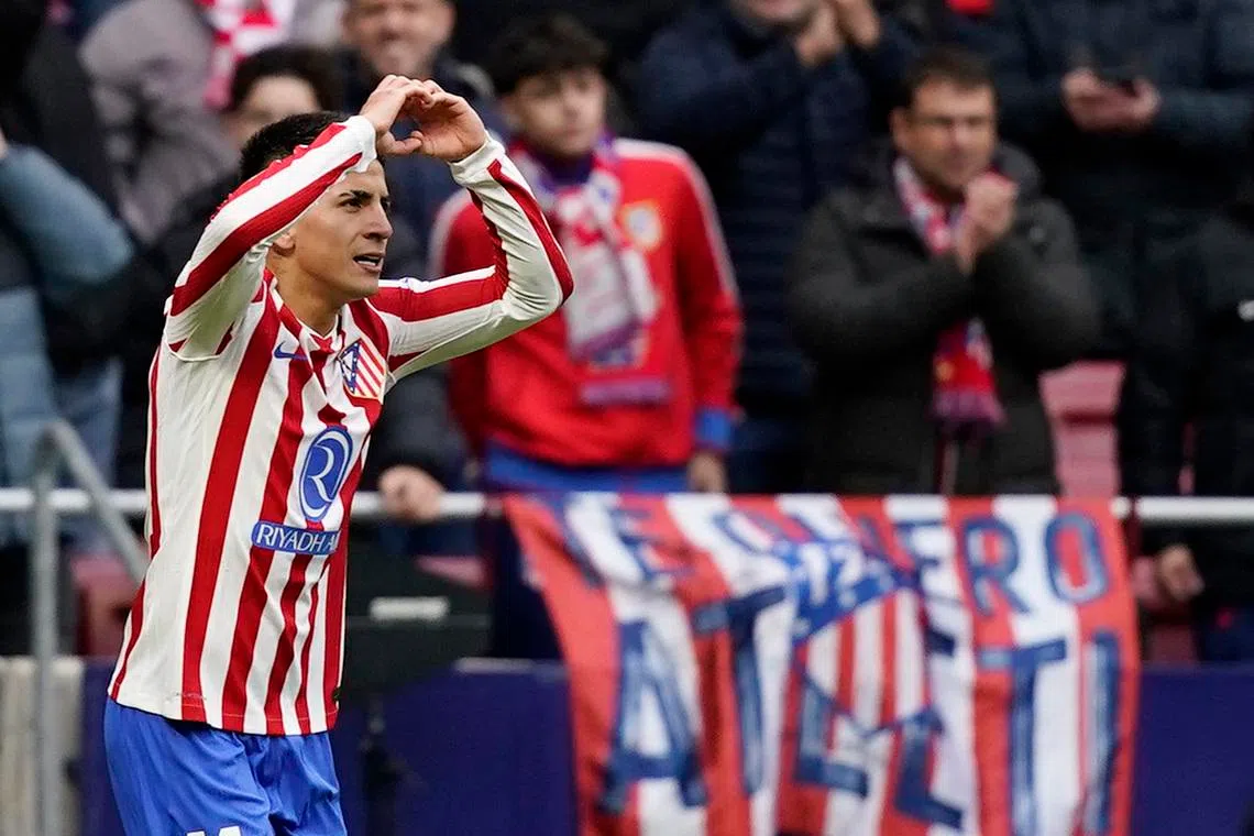 Soccer Football - LaLiga - Atletico Madrid v RCD Mallorca - Riyadh Air Metropolitano, Madrid, Spain - January 25, 2026 Atletico Madrid's Thiago Almada celebrates scoring their third goal REUTERS/Ana Beltran