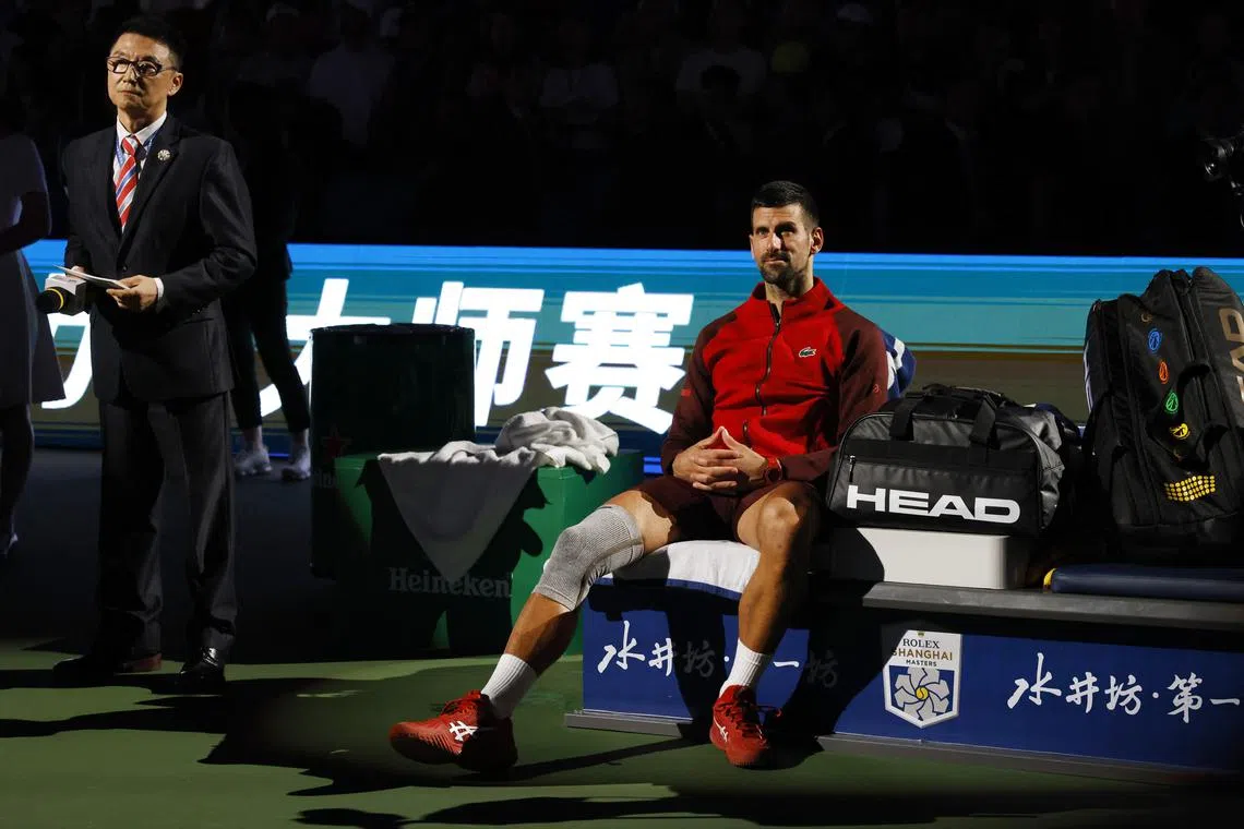 Novak Djokovic (above) after losing to Jannik Sinner in the final of the Shanghai Masters on Oct 13.