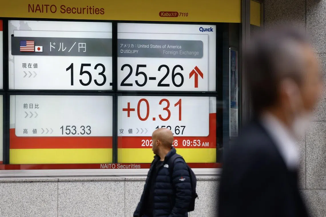 The yen hit a three-month low after markets opened on Oct 28, sliding more than one percent against the dollar.