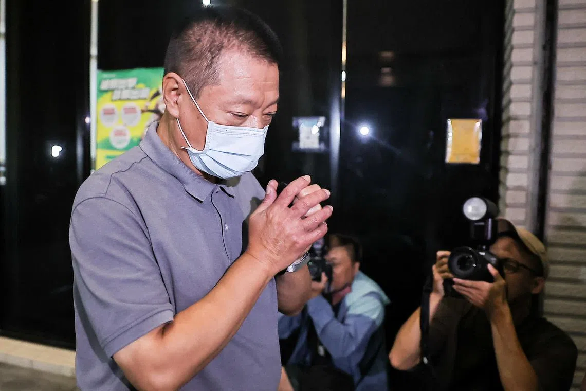 Hsu Ching-kuang, founder and president of Gold Apollo, arrives at Taiwan Shilin District Prosecutors Office in Taipei, Taiwan September 19, 2024. REUTERS/Ann Wang