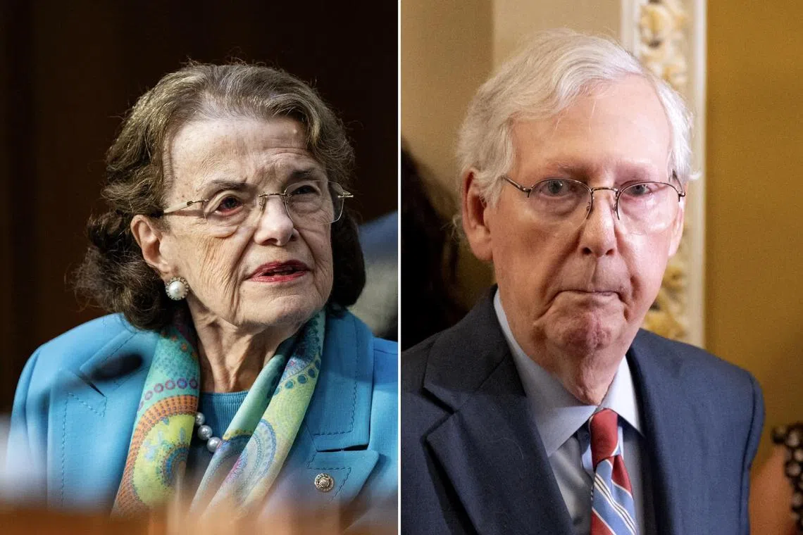 Senator Dianne Feinstein (left) at a hearing on July 12 and Senator Mitch McConnell (right) at a news conference where he was briefly stricken on July 27. After a series of troubling moments last week, an uncomfortable question has become unavoidable, leaving US voters, strategists and even politicians themselves wondering: Just how old is too old to serve in public office? 