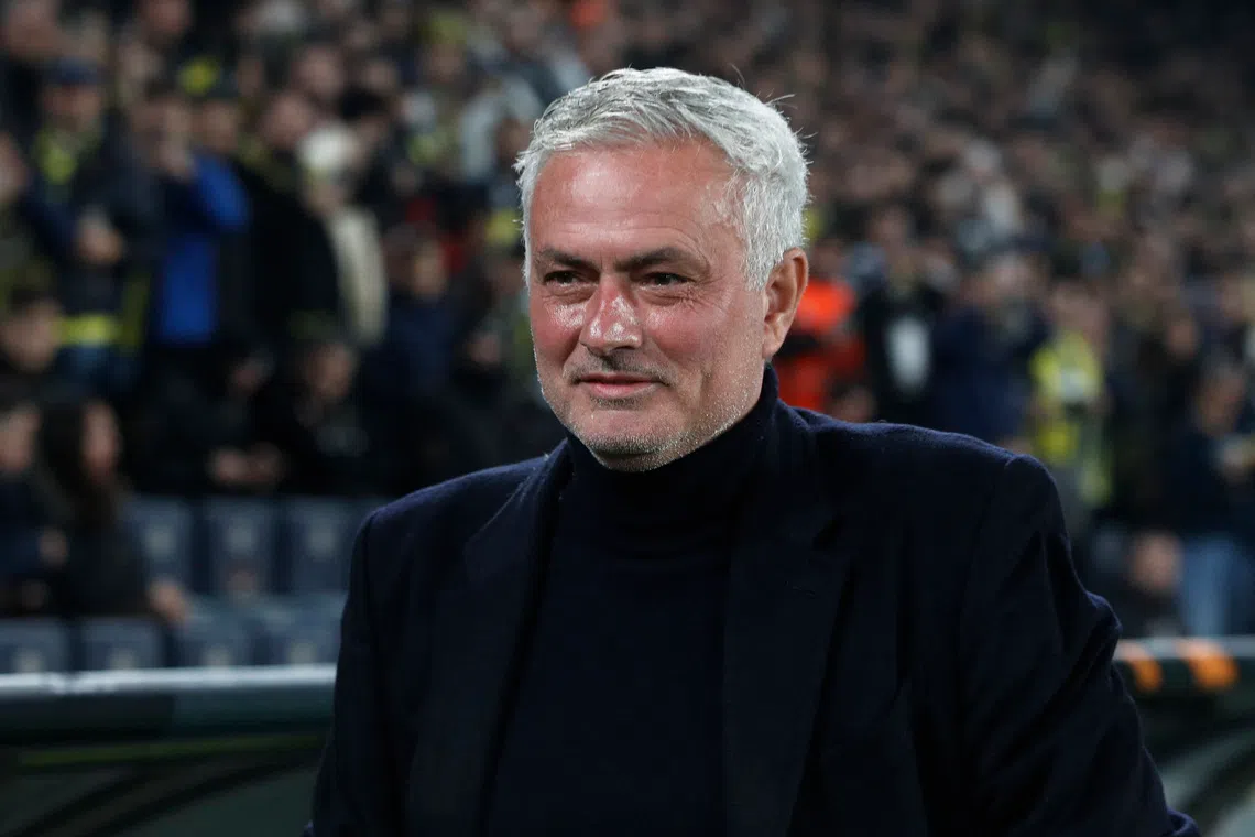 FILE PHOTO: Soccer Football - Sukru Saracoglu Stadium, Istanbul, Turkey - January 23, 2025. Jose Mourinho before a match REUTERS/Dilara Senkaya/File Photo