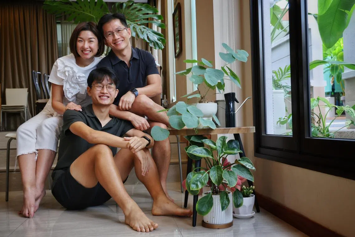 Mr Raymond Teo, Ms Jenny Lie and their son, Caleb, have gotten past the difficult early teen years. 