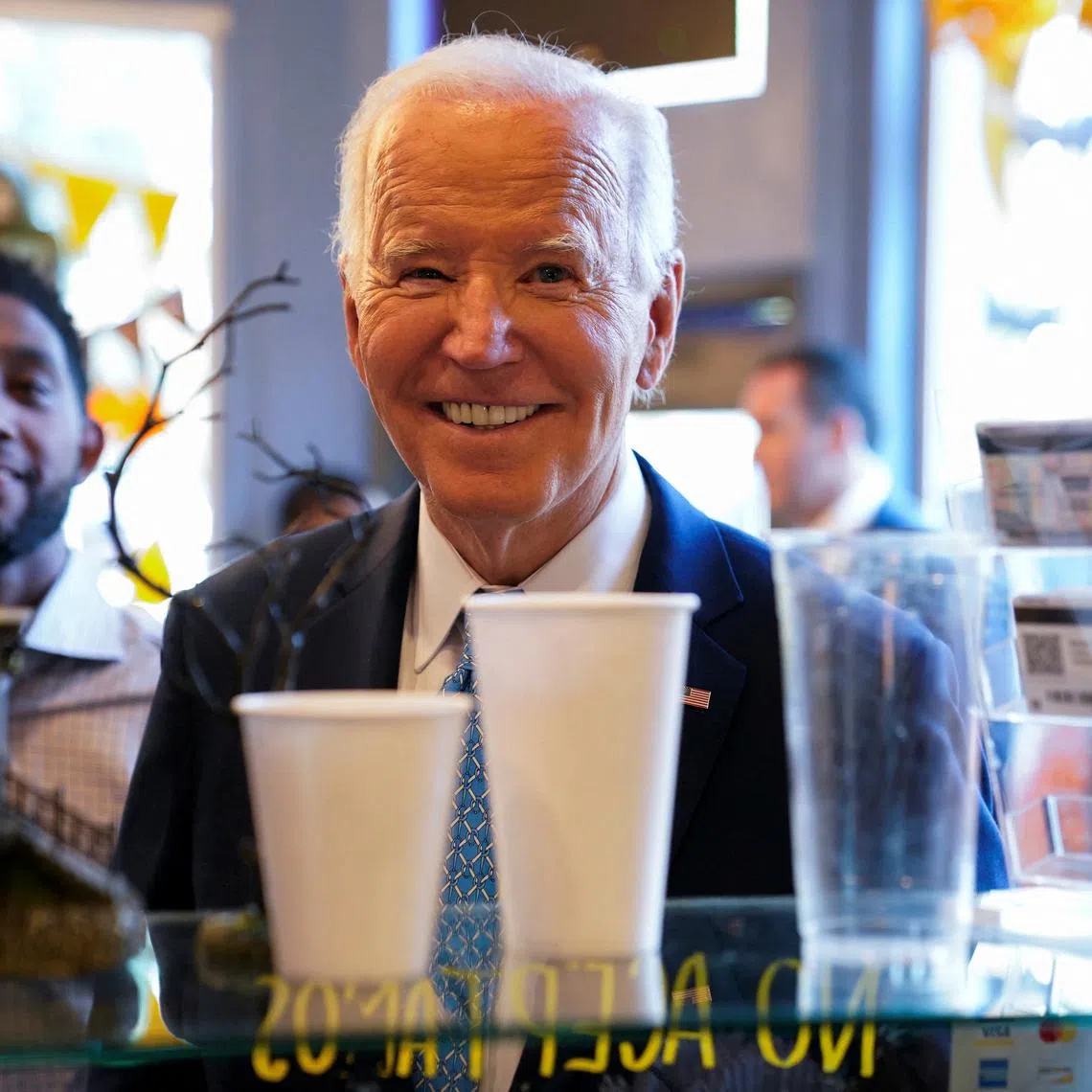 FILE PHOTO: U.S. President Joe Biden visits BMore Licks for icecream during a visit in Baltimore, Maryland, U.S., October 29, 2024. REUTERS/Elizabeth Frantz/File Photo
